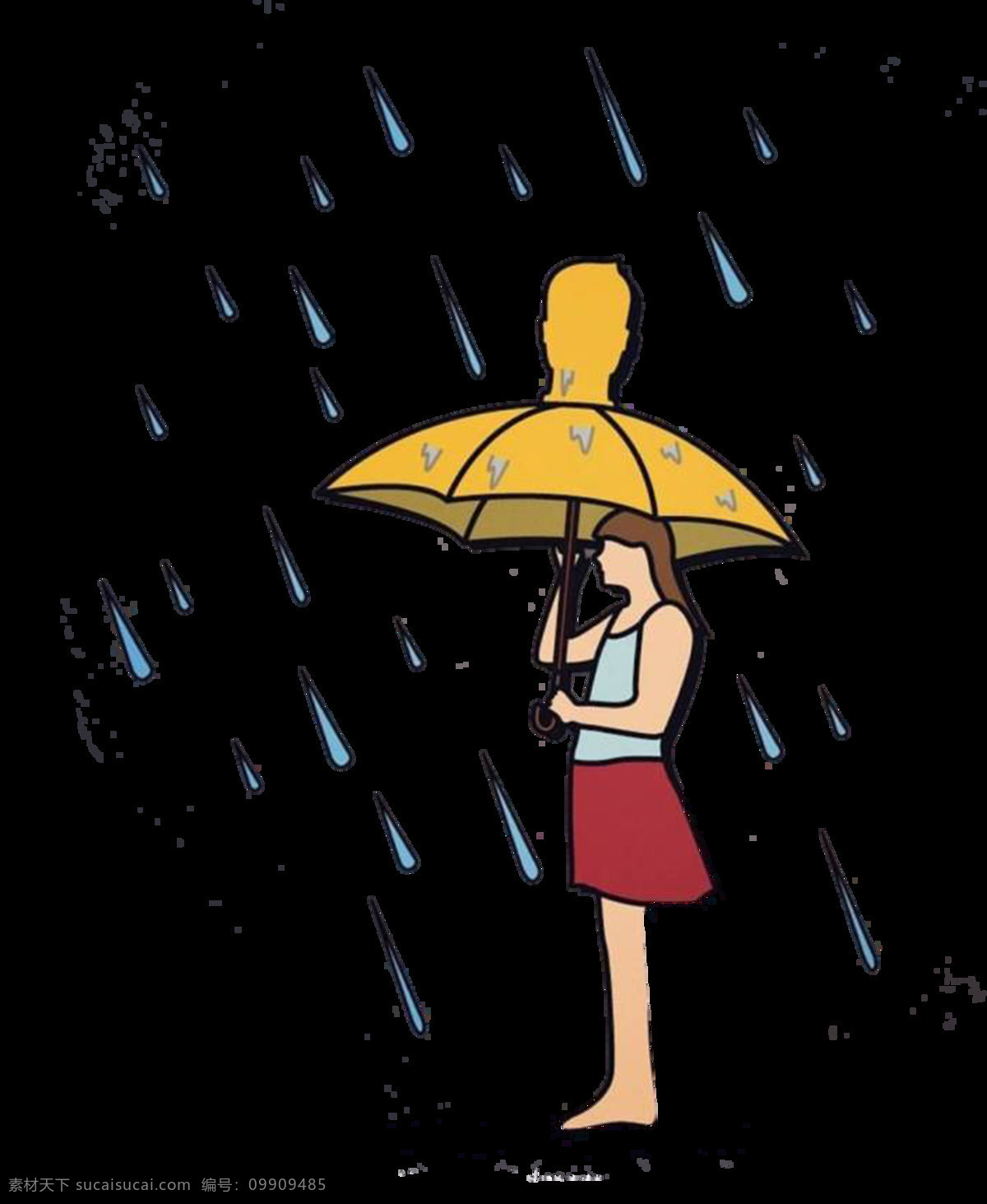 节气 雨水 下雨 雨伞 图标 元素 卡通 人物