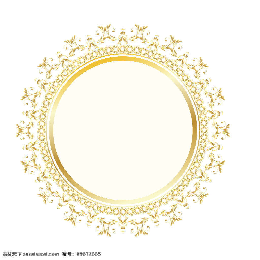 金色花边元素 金色 花纹 圆形 花边 欧式