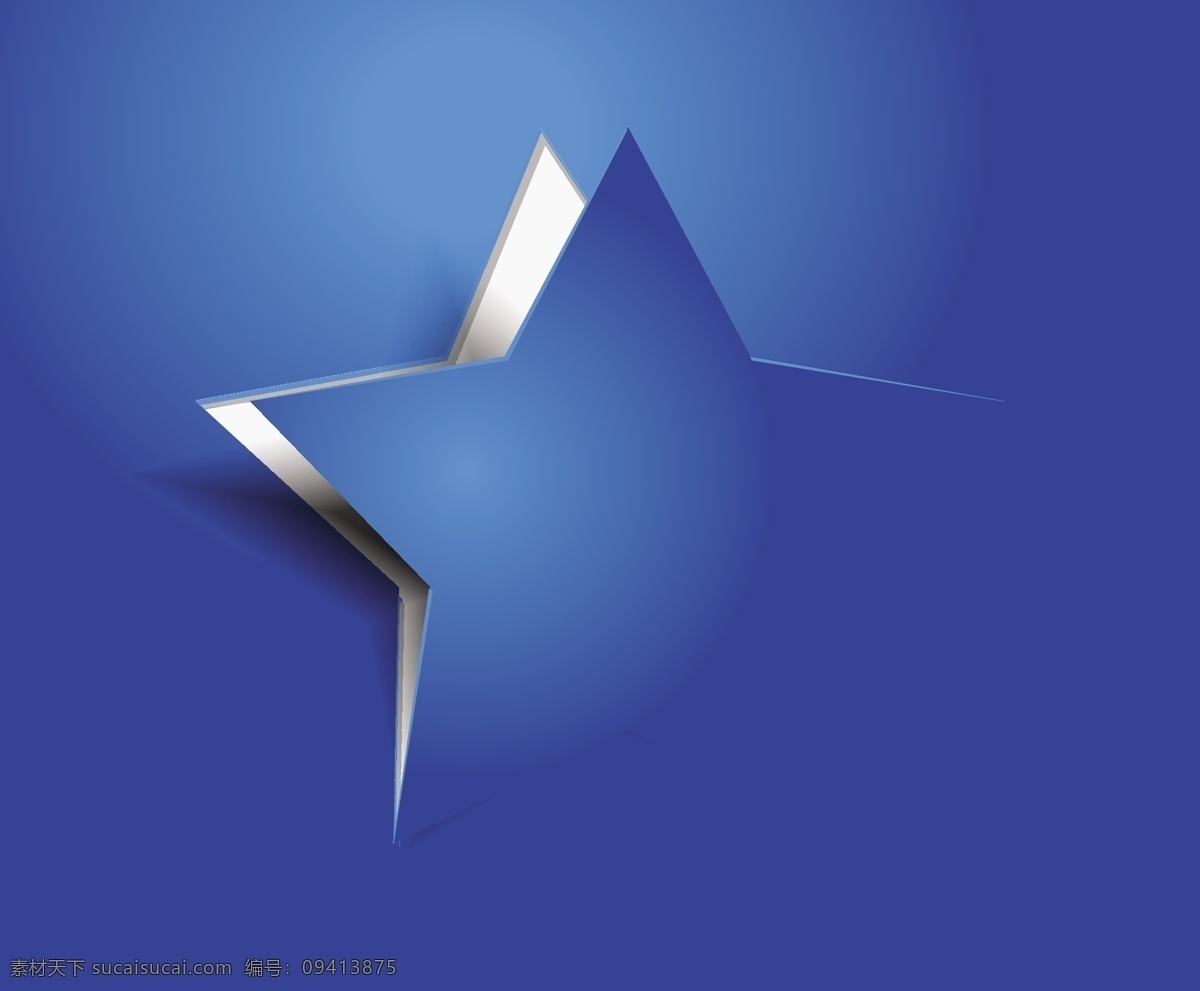 创意 五星 剪纸 背景 蓝色 五角星 折纸 质感 矢量图 其他矢量图