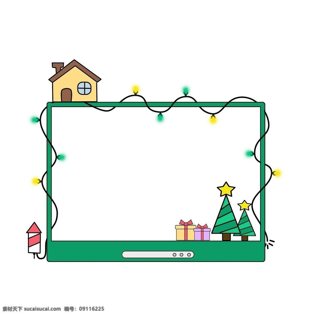 圣诞节 手绘 创意 卡通 精美 边框 电视 框 圣诞树 礼物 卡通可爱 霓虹灯 精美边框 电视框 节日元素