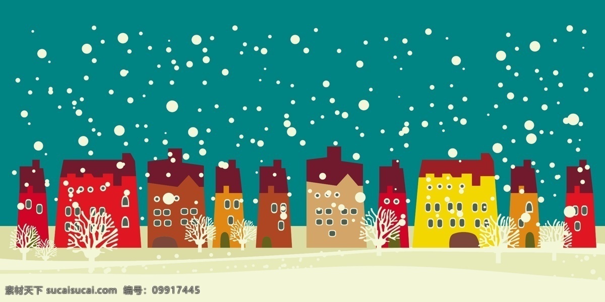 可爱 卡通 房屋 飘 雪 背景 点点 房 卡通背景 卡通素材 可爱背景 飘雪 圣诞 下雪 雪花 矢量图 其他矢量图