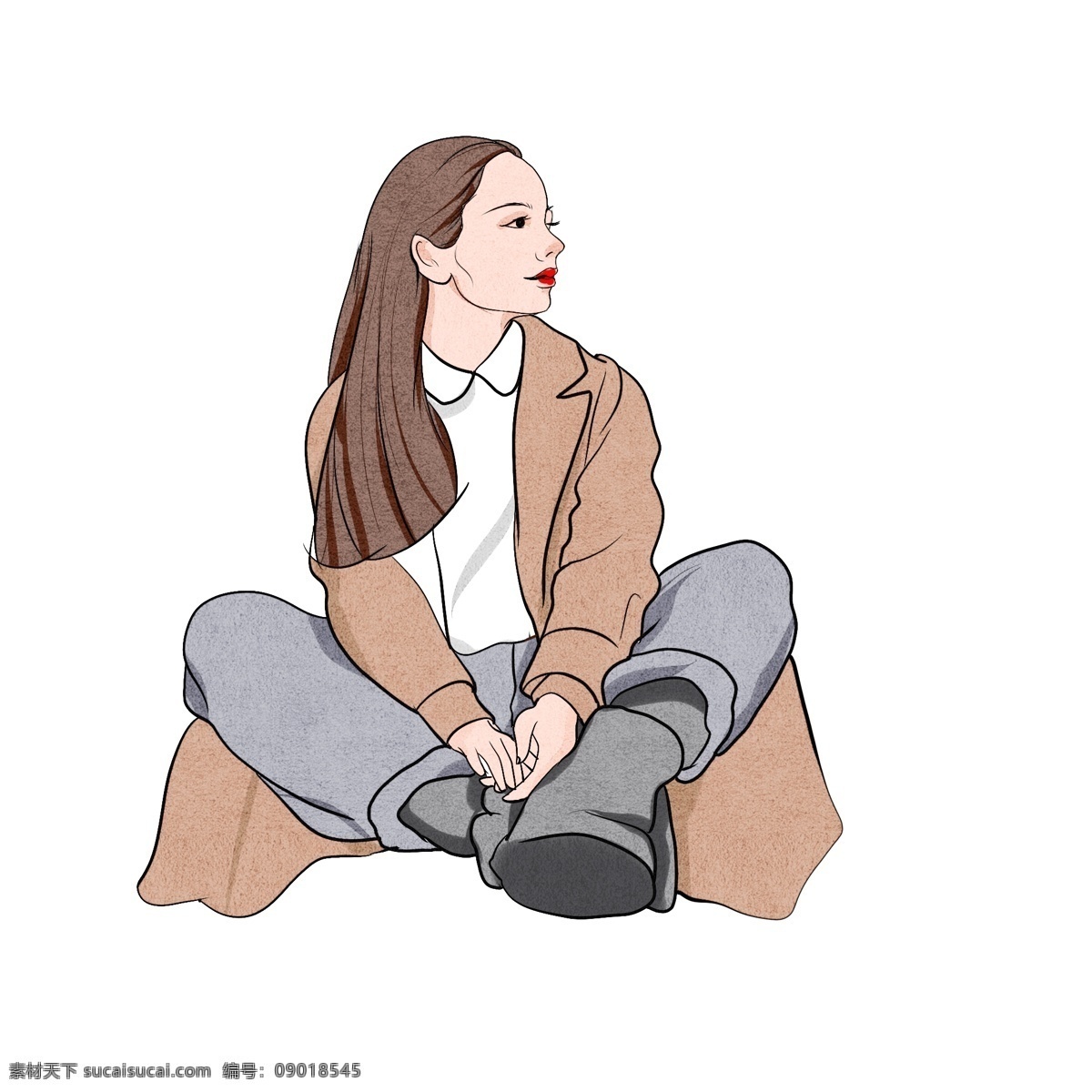 水彩 少女 清新 手绘 可爱 文艺 板绘