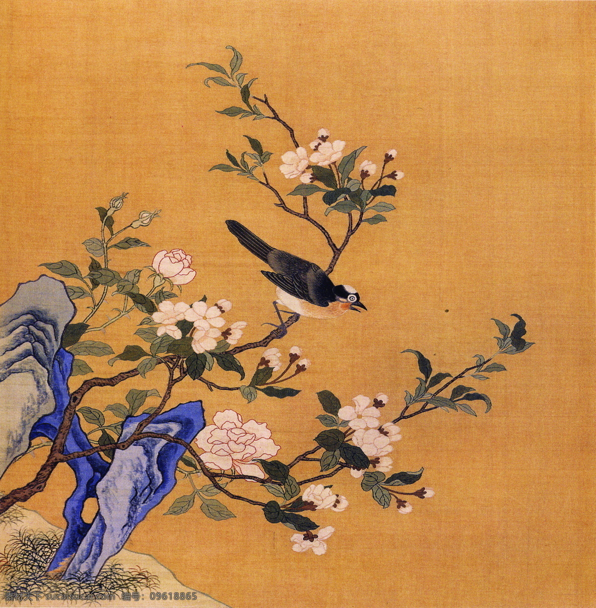 花鸟画 中国古画 传统国画04 设计素材 花鸟名画 古典藏画 书画美术 橙色