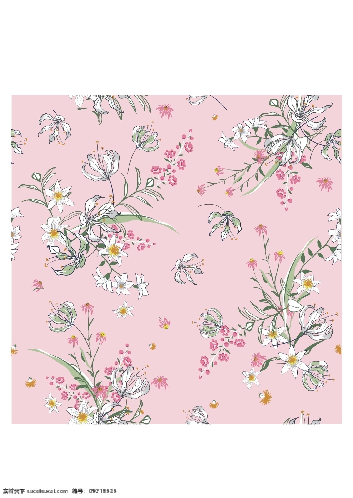 蒲公英花朵 花朵满印 花朵背景 底纹 矢量 女装素材 睡衣素材 数码设计 底纹边框 白色小花 矢量花朵 背景底纹