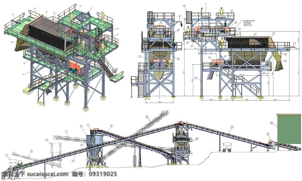 矿业 项目 呈现 机械 框架 破碎机 馈线 3d模型素材 建筑模型