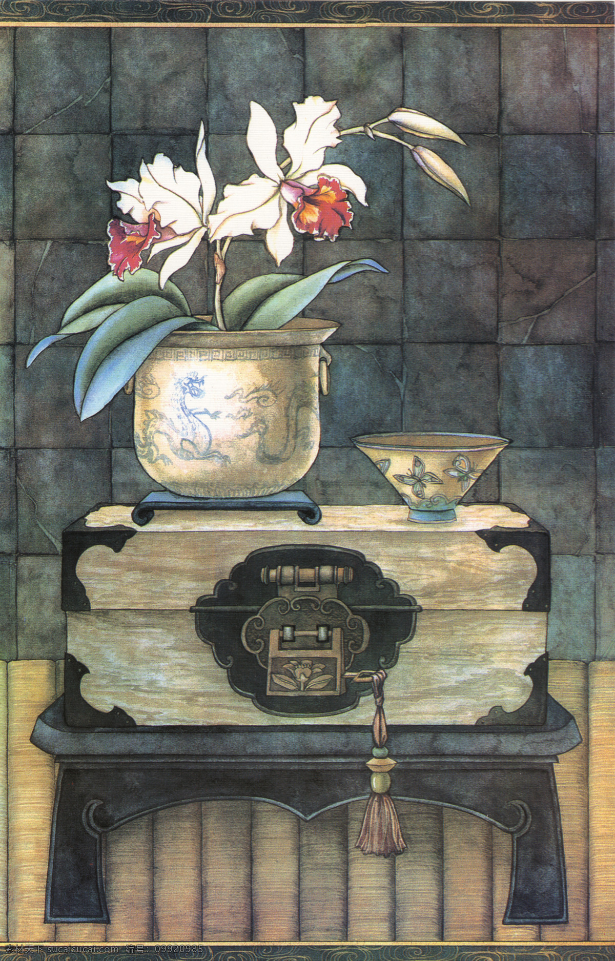 油画免费下载 厨房 盒子 鲜花 油画 装饰素材