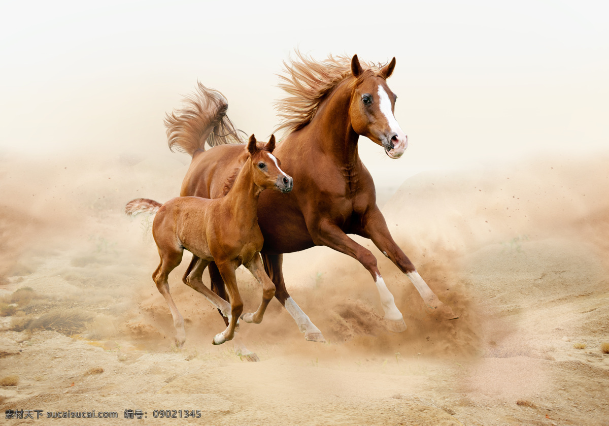 沙漠 上 奔跑 马匹 幼马 小马 幼崽 奔驰的骏马 奔跑的马 马 骏马 动物摄影 陆地动物 生物世界 白色