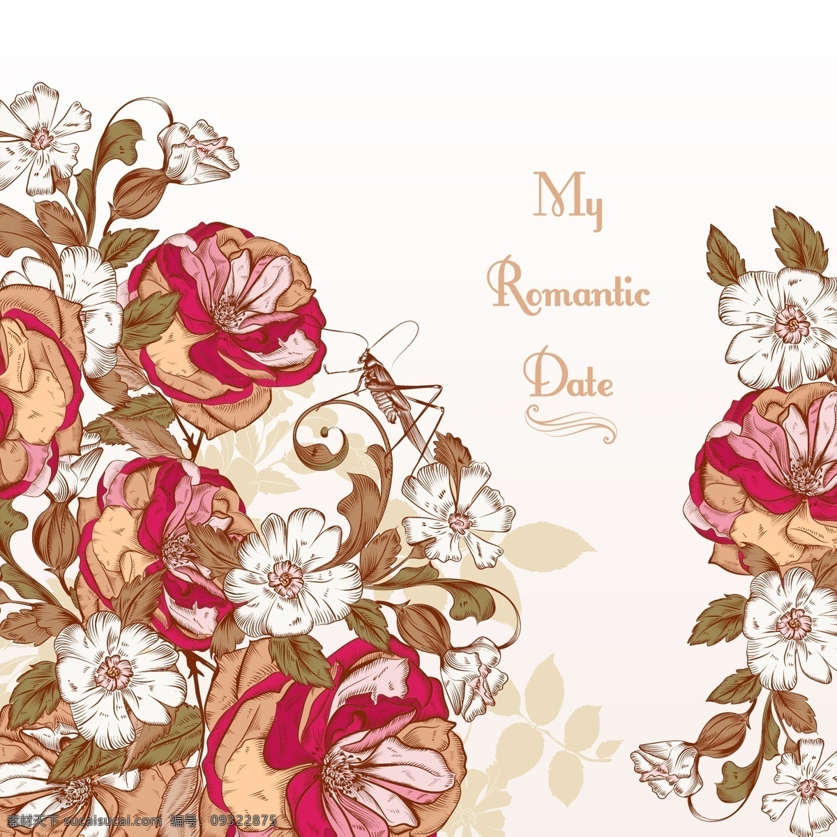 浪漫花卉插画 植物 浪漫 花卉 花朵 插画