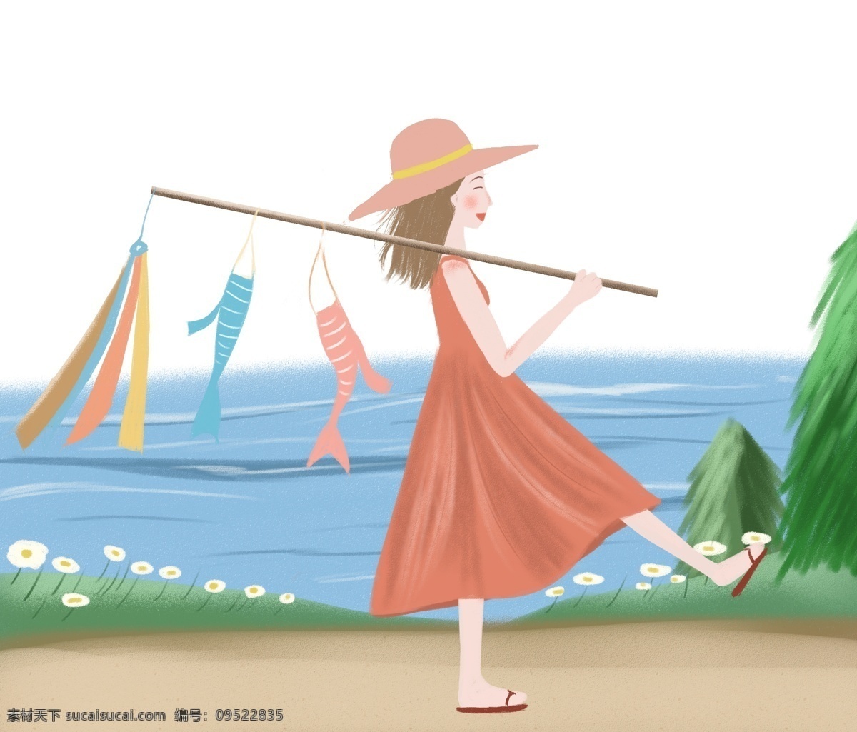 夏日 海边 游玩 女孩 夏季 大海 海边游玩 度假