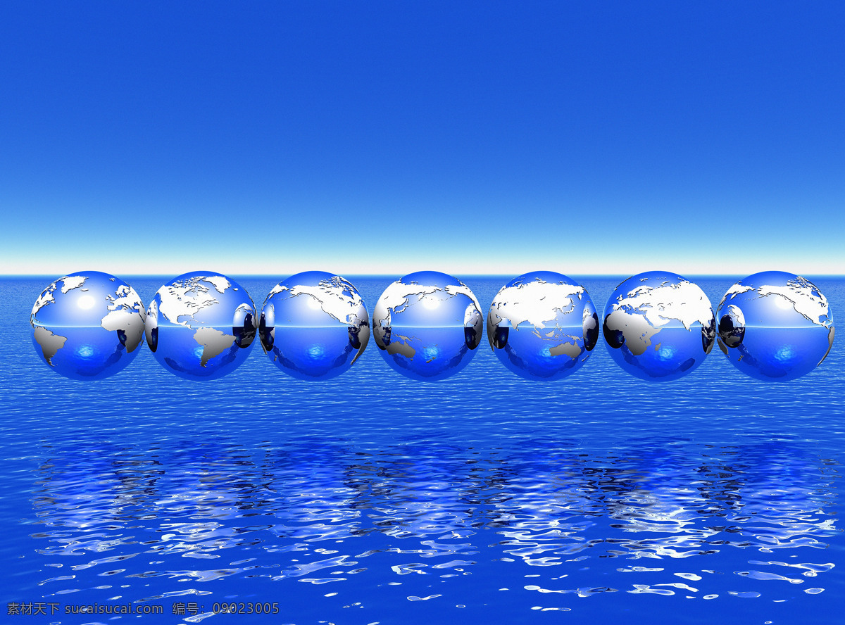 海洋 上一 排 整齐 蓝色 地球 天空 蓝天 大海 蓝色海洋 一望无际 地球模型 许多 一排 高清图片 地球图片 环境家居