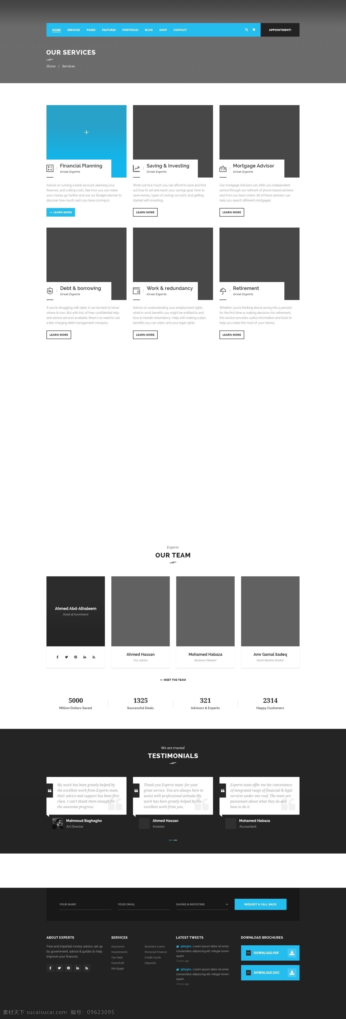 时尚 网页 界面 蓝色 模板 psd模板 白色 网站设计
