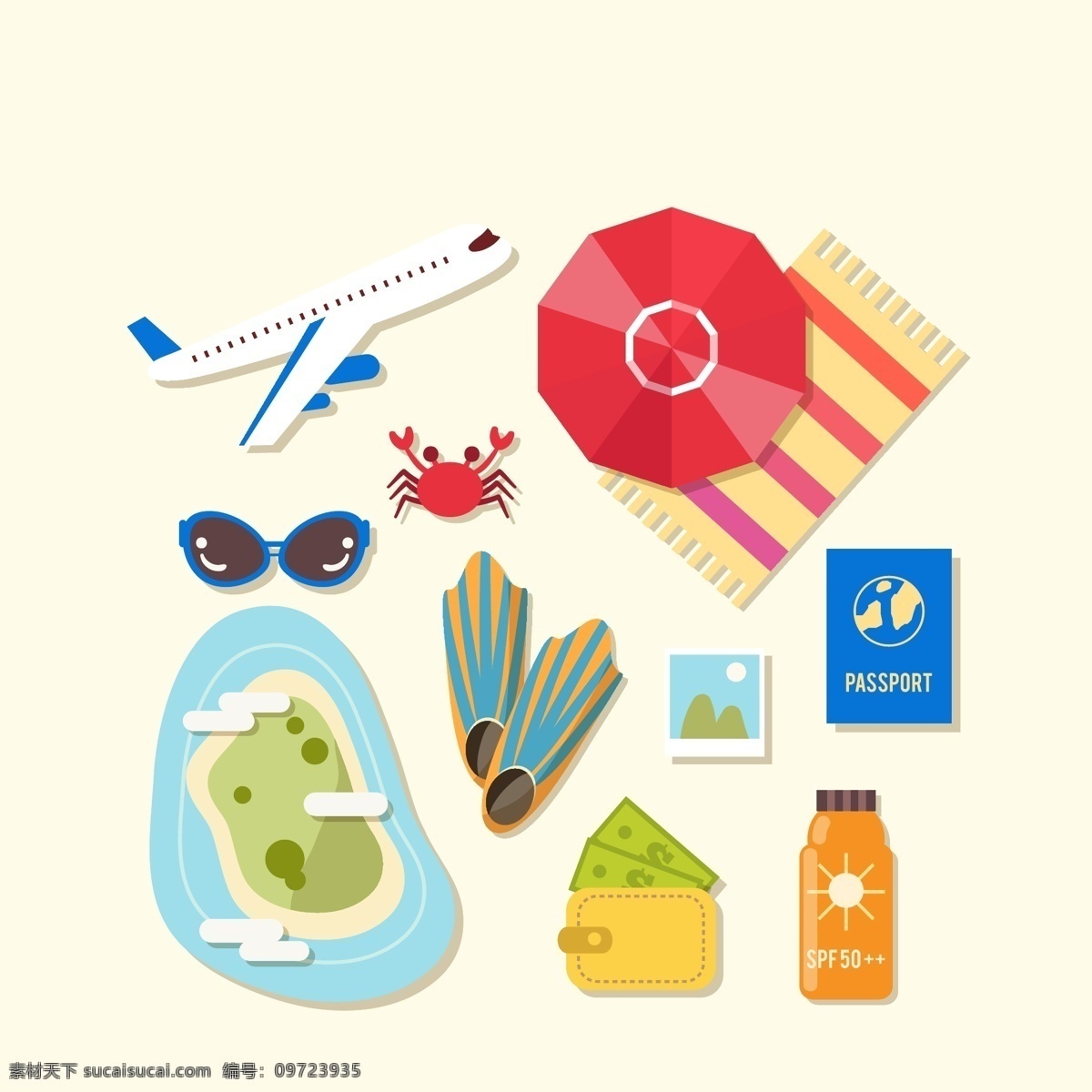 旅行元素图片 旅行元素 旅游元素 度假元素 度假图案 旅游图标 夏日图标 卡通元素 插图 手绘 插画 ai矢量 旅行箱 护照 icon