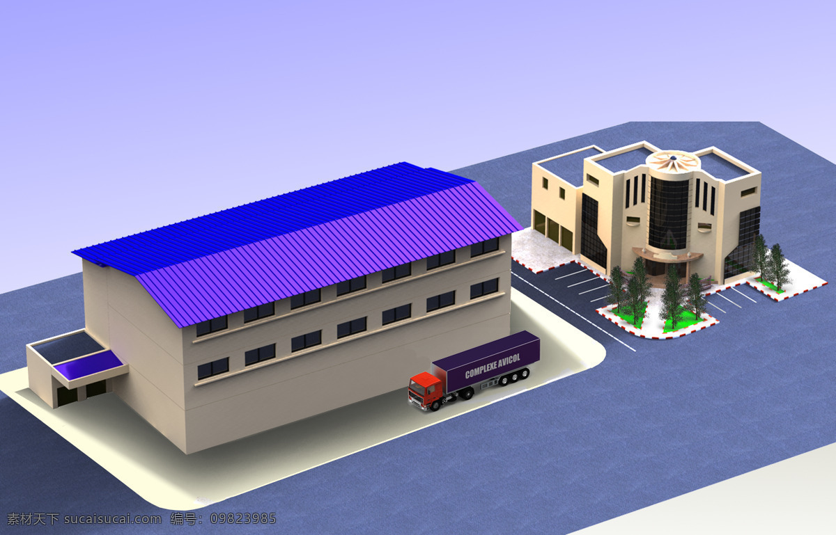 家禽 复杂 行政 楼 家具 建筑 家用 3d模型素材 建筑模型