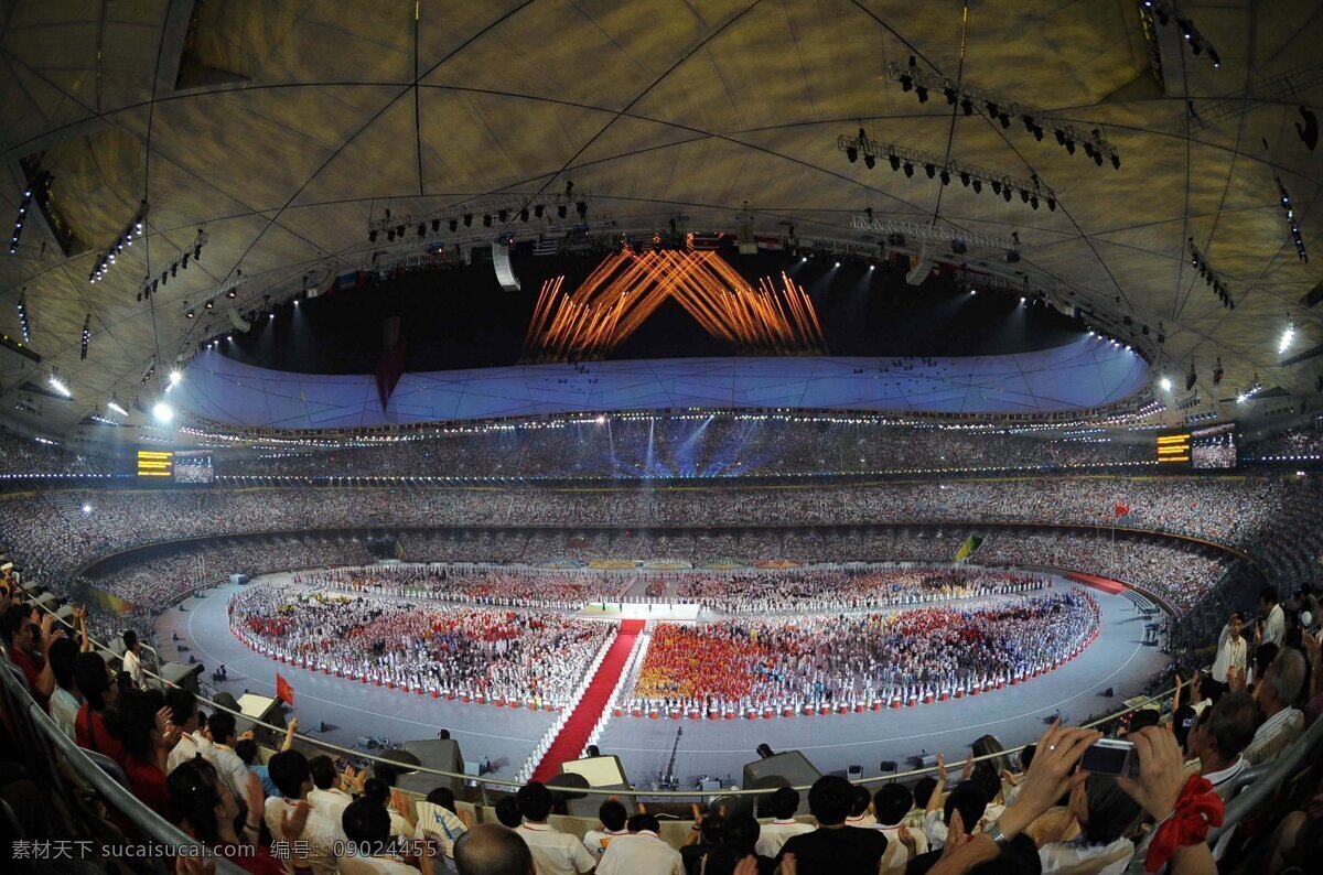 奥运开幕式 北京 奥运会 开幕式 鸟巢 焰火 文化艺术 体育运动 届 摄影图库