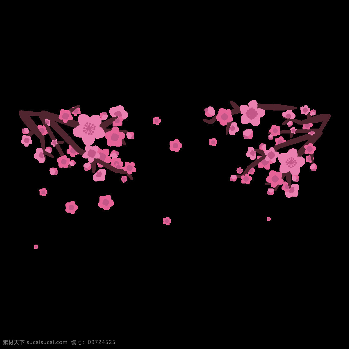 清新 风格 装饰 花枝 樱花 元素 清新风格 装饰元素 紫红色花朵