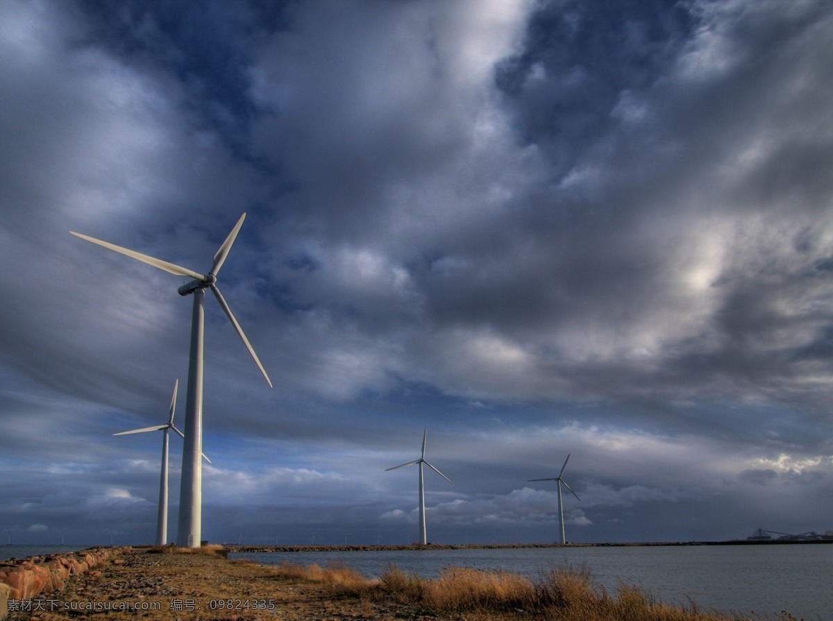 风车 风力发电 风车发电 蓝天 白云 工业生产 现代科技