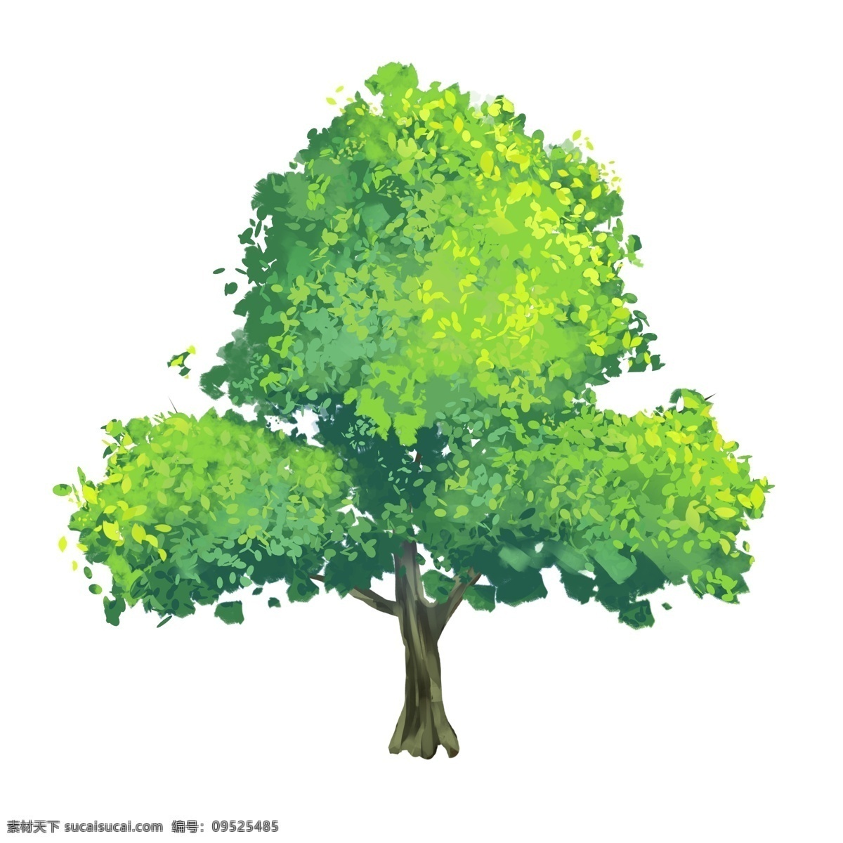 大树 插画 绿色 夏季 清新 海报 png格式