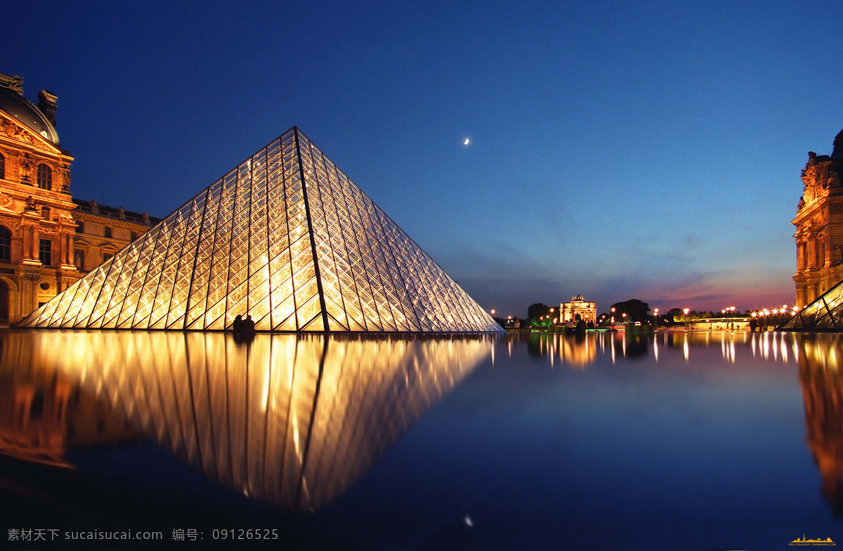 卢浮宫 建筑 国外建筑 湖水 夜景 旅游摄影 国外旅游