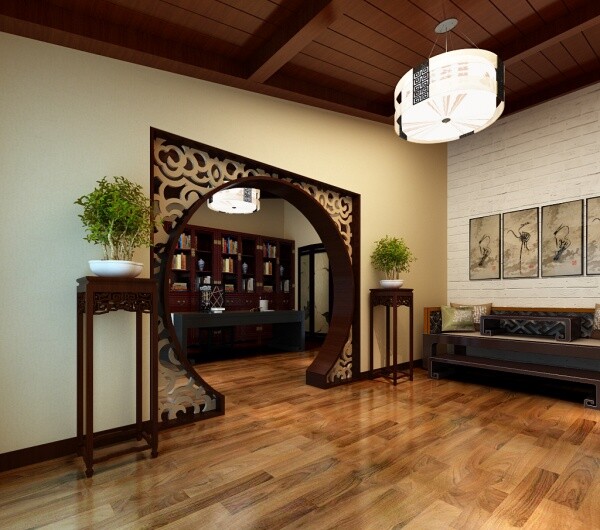 书房 入户 门 室内模型 室内设计 中式家居 书房模型 中式拱门 3d模型设计 3d模型素材 室内场景模型
