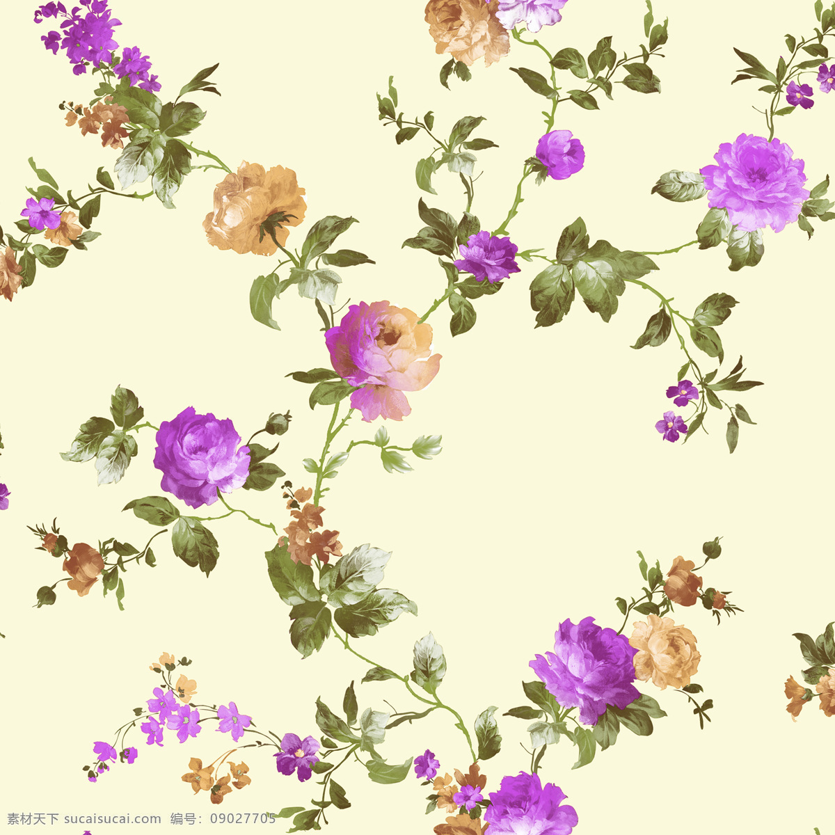 田园 风 藤条 花 壁纸 紫色 花朵 叶子 手绘花 藤条花壁纸 花边花纹 底纹边框