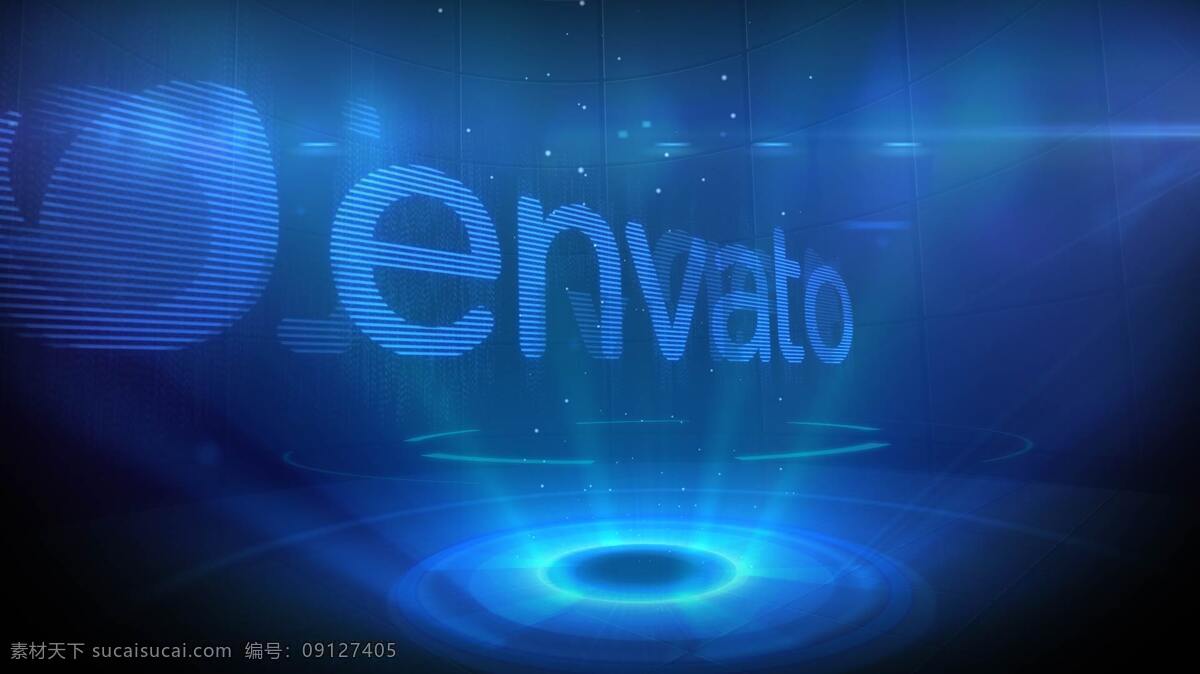 高科技 全息 投影 logo 展示 蓝色 片头素材 logo演绎