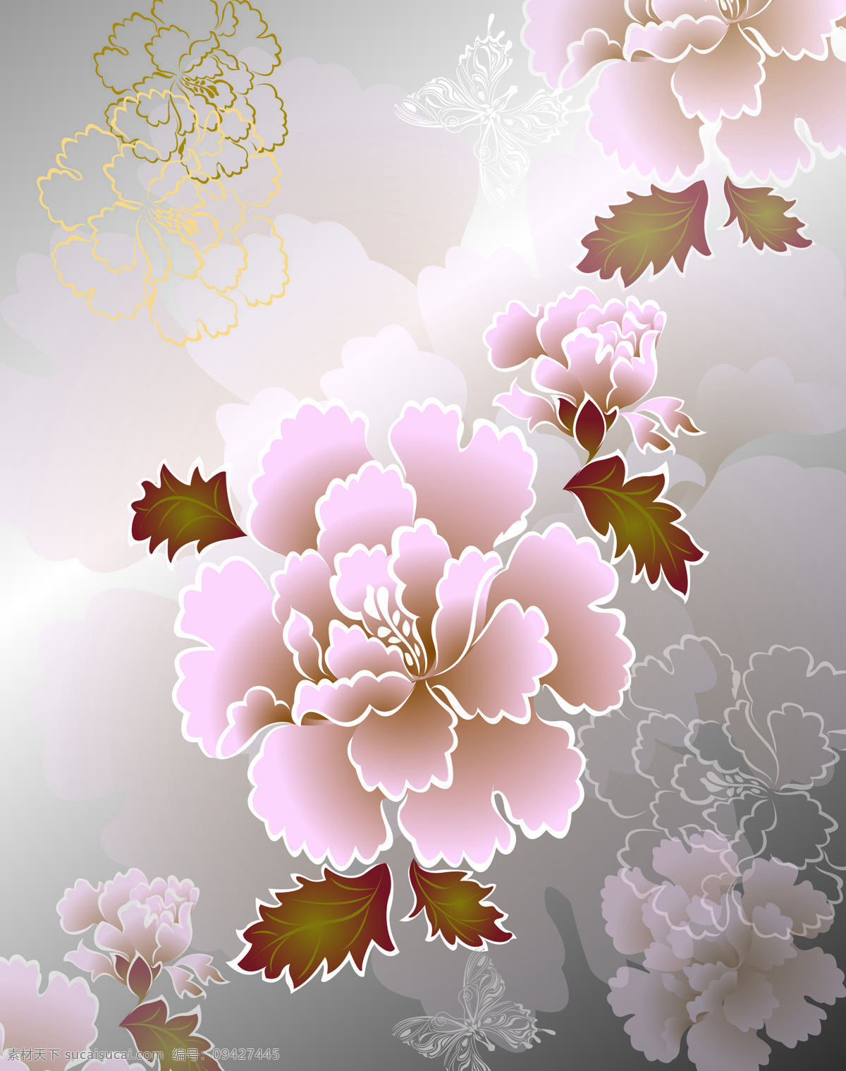 粉色 牡丹花 移门 蝴蝶 花朵 花纹 牡丹 牡丹花纹 叶子 中国风 k0766 花落我家 粉色牡丹 索亚卡23 移门大全23 家居装饰素材