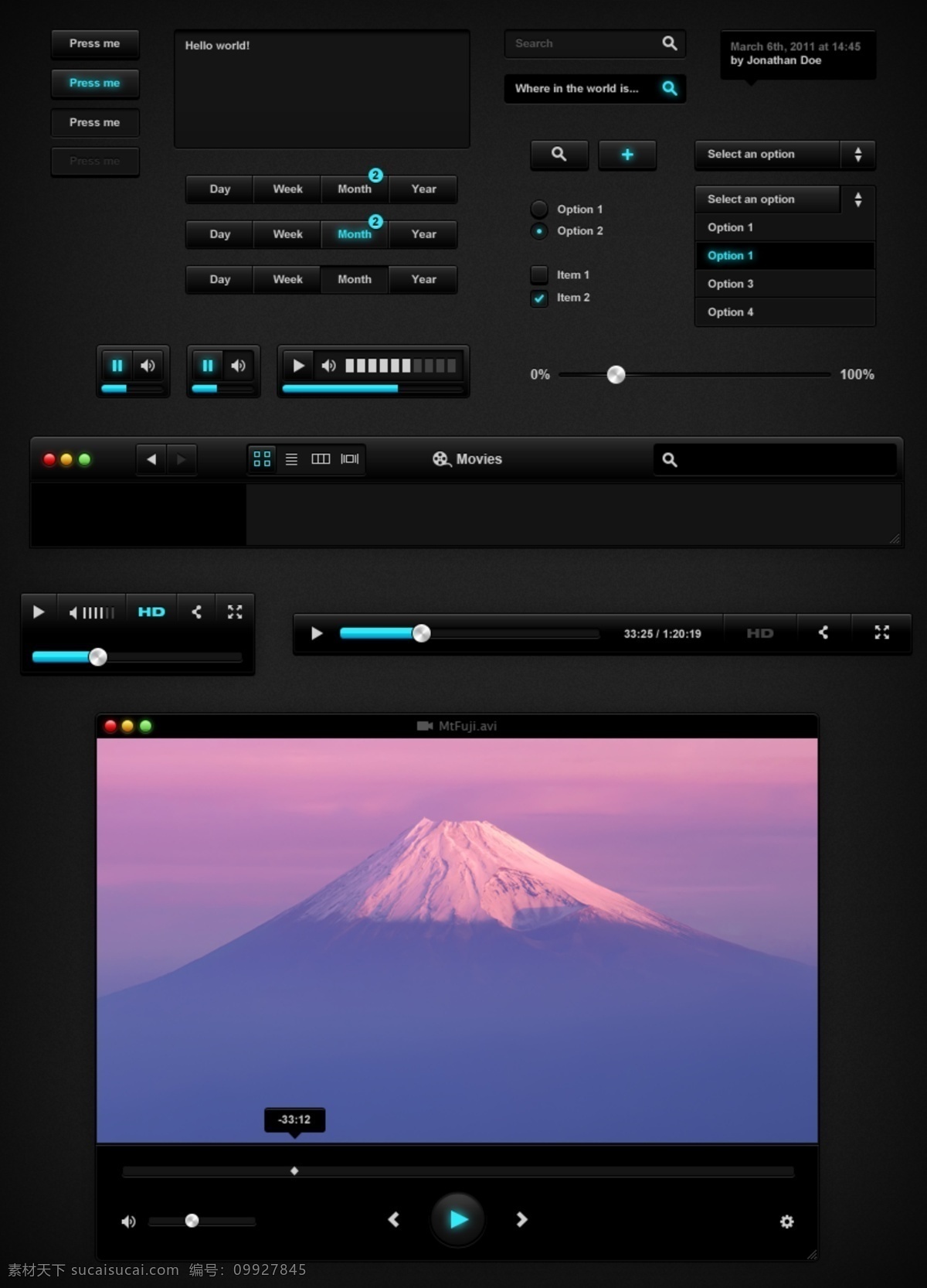 网站 播放器 控件 黑色 系 火山 网页播放器 网页控件设计 按钮控件 网页 ui 按钮 欧美模板 网页模板 源文件