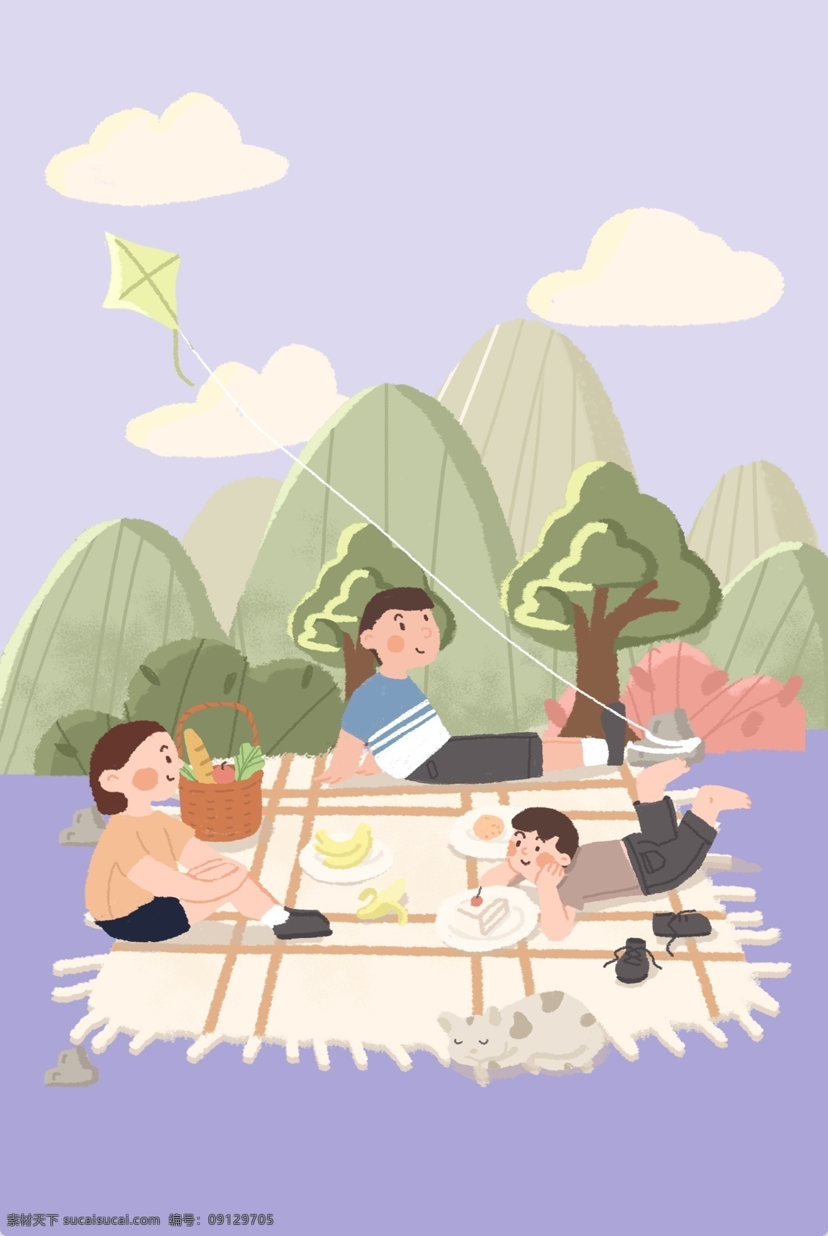 手绘 旅行 郊游 卡通背景 家庭旅行 一起去玩吧 旅行社 开心