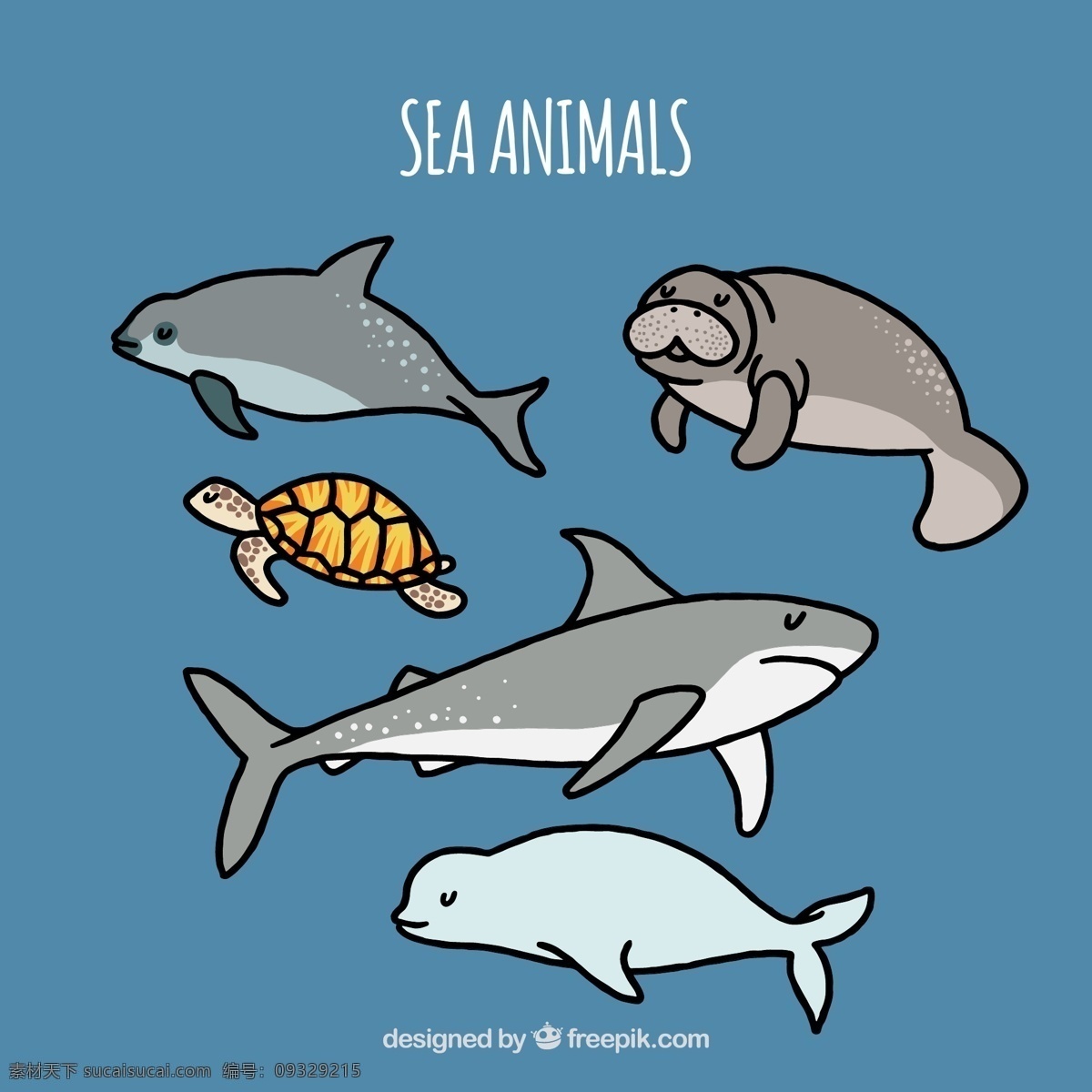 组 海洋生物 动物 可爱 卡通 卡哇伊 矢量素材 小动物 创意设计 简约 创意 元素 生物元素 动物元素