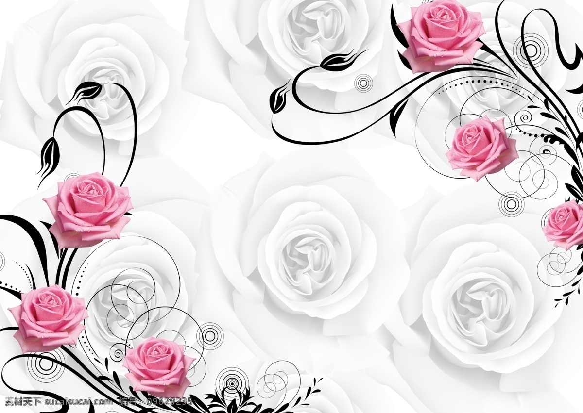 分层 白色玫瑰 背景 壁画 粉色玫瑰 浪漫玫瑰 梦幻背景 源文件 温馨 玫瑰 模板下载 温馨玫瑰背景 展板 psd源文件