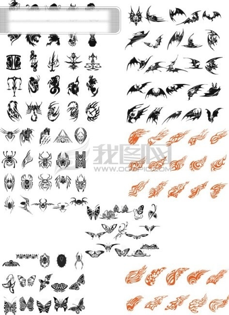 纹身免费下载 动物 火 图腾 纹身 矢量图 花纹花边