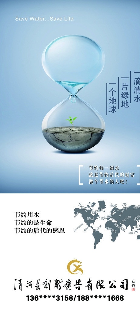 节约用水 世界地形图 时间 水 土地 节水 展板 展板模板 广告设计模板 源文件