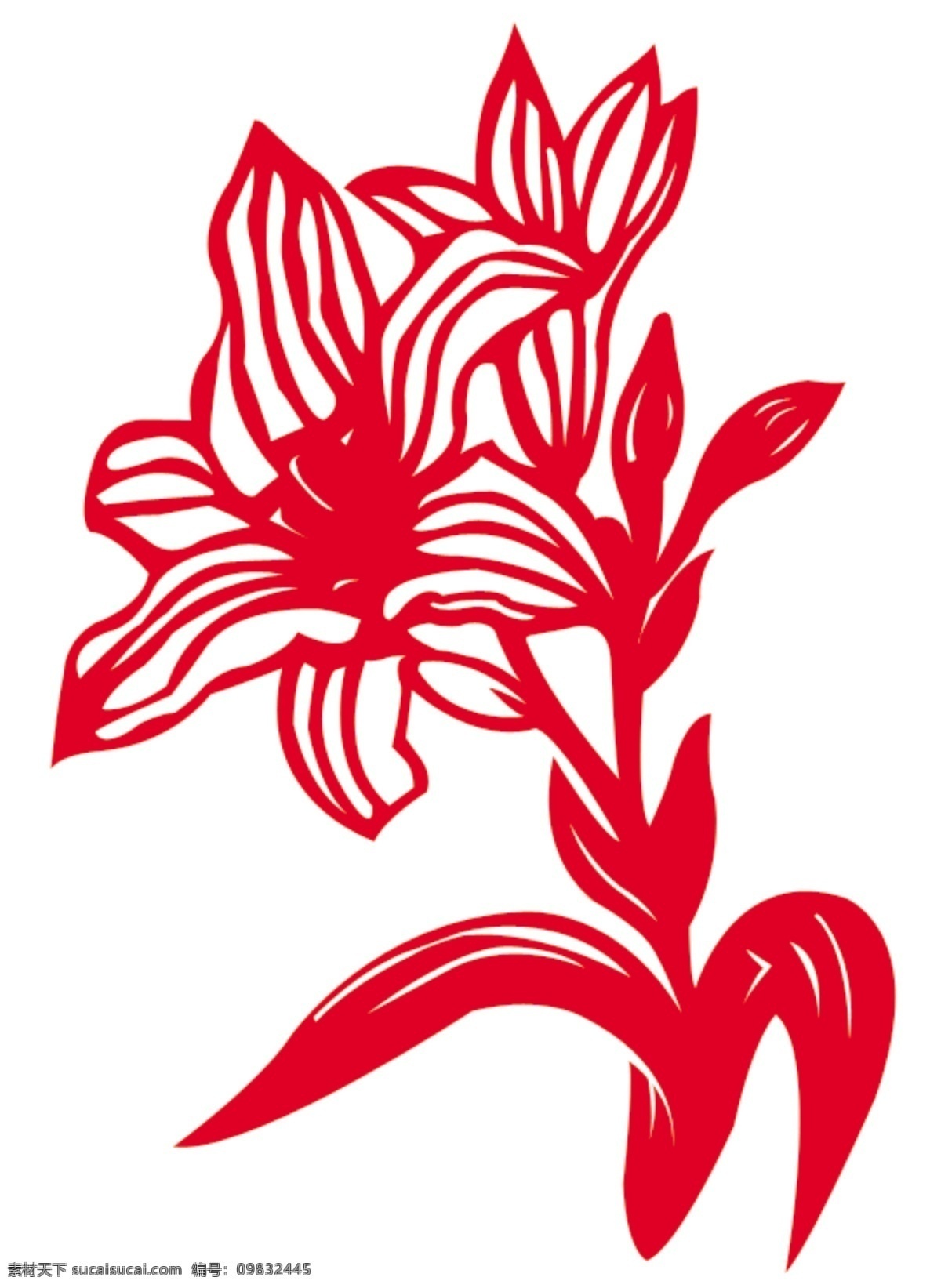 百合花矢量图 百合花 百合花剪纸 红色百合花 百合花画