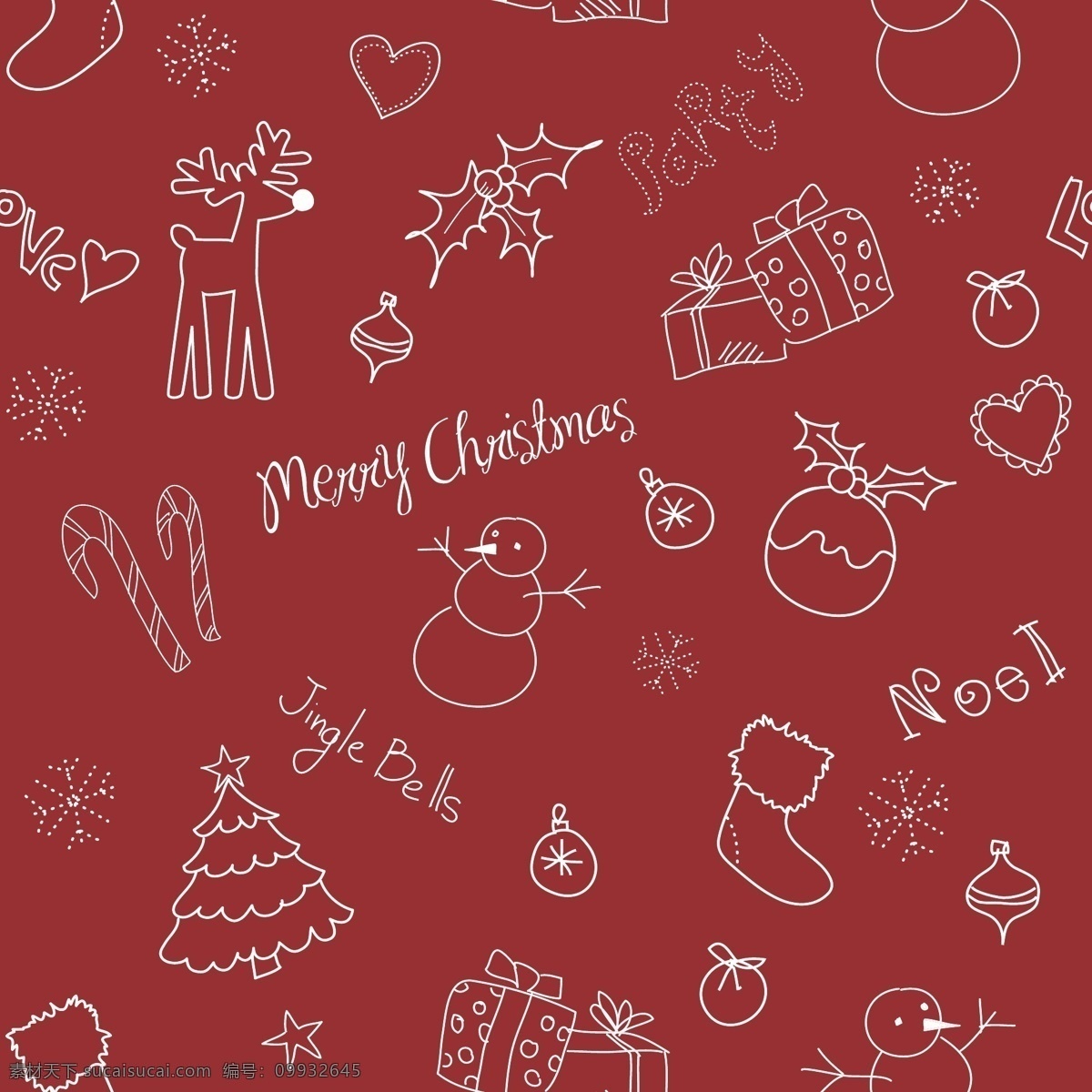 圣诞元素 背景 包装纸 花纹 圣诞节 圣诞树 麋鹿 礼物 圣诞老人 矢量 底纹边框 背景底纹