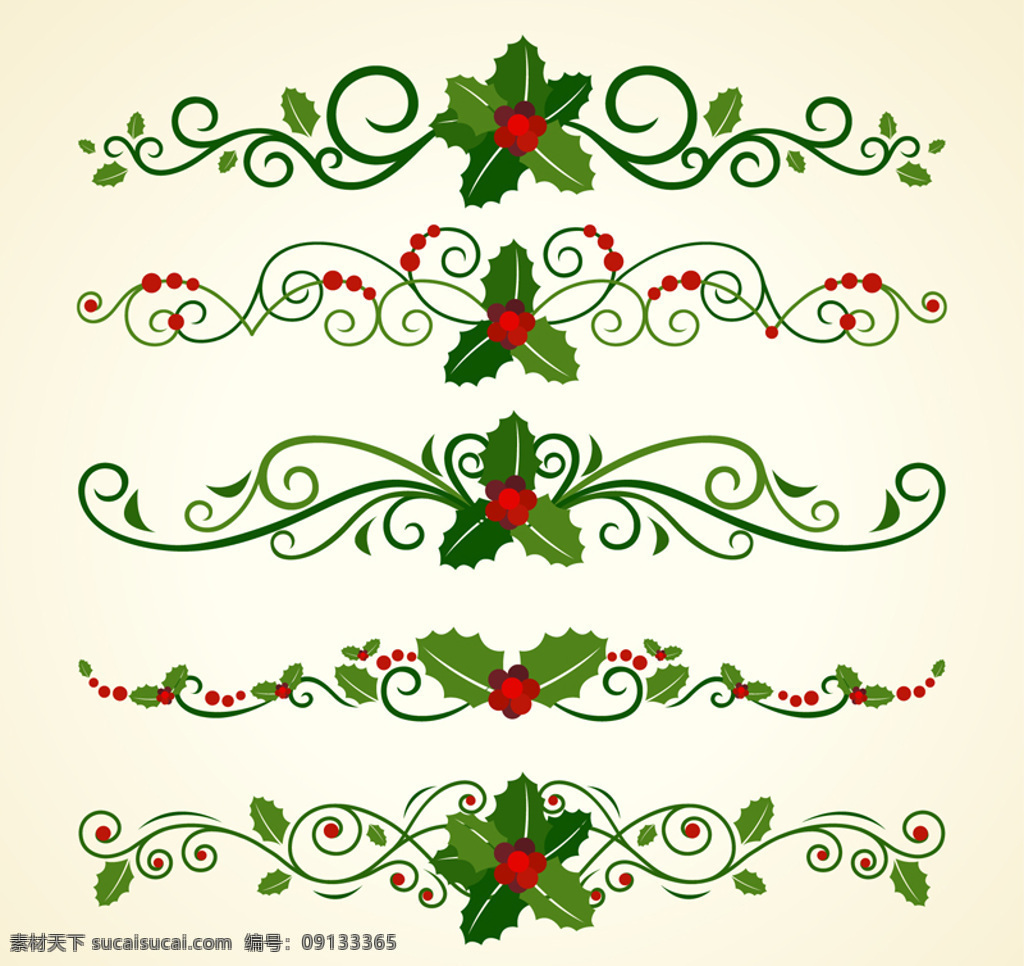 款 圣诞 枸 骨 花边 叶子 圣诞节 花边圣诞 枸骨 装饰 矢量图 矢量素材 白色