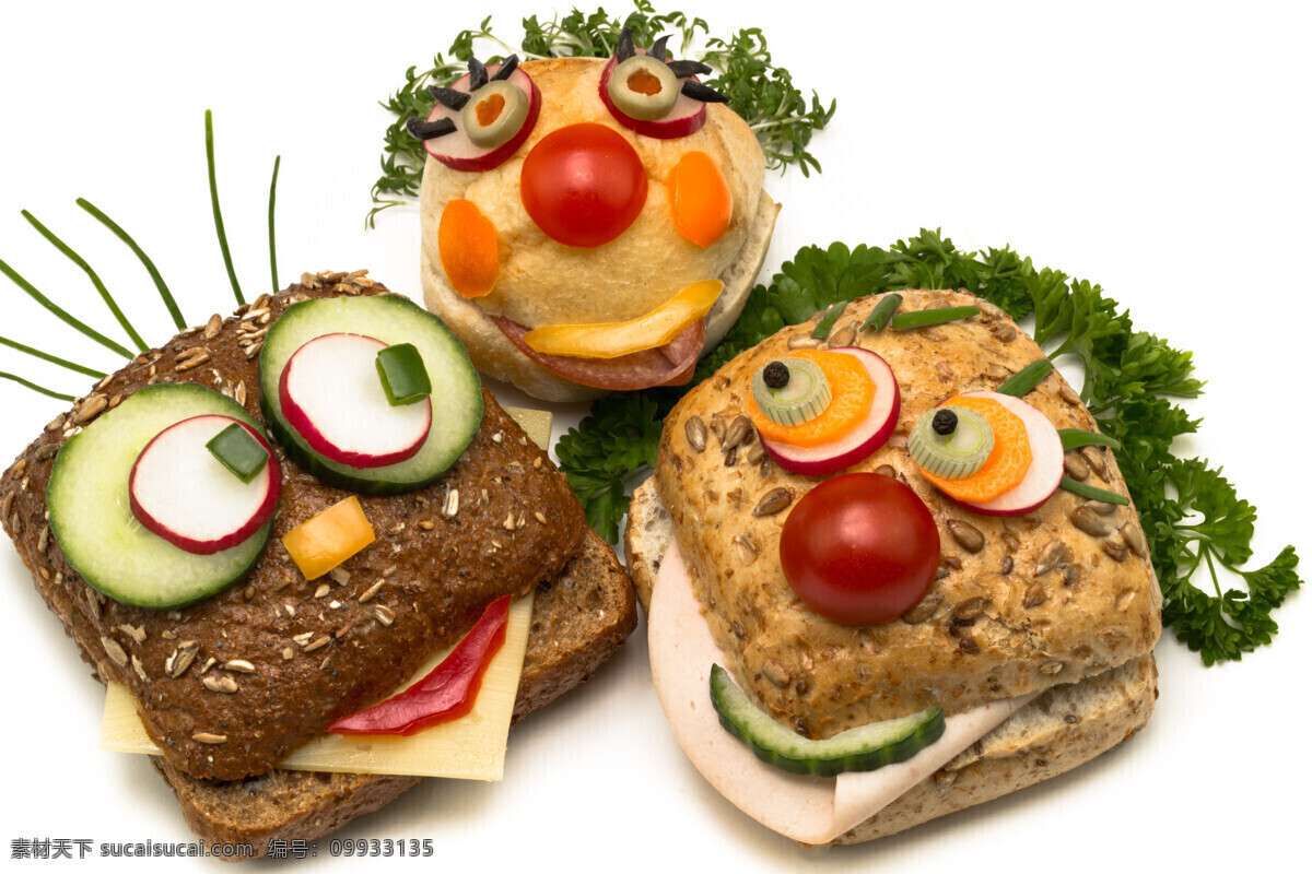 创意 水果 蔬菜 三明治 卡通笑脸 点心 糕点 美食摄影 美味 食物 点心图片 餐饮美食