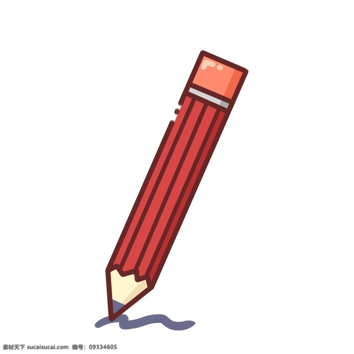 文具用品 图标 学习 手绘 铅笔 红色 免扣 文具 用品 元素
