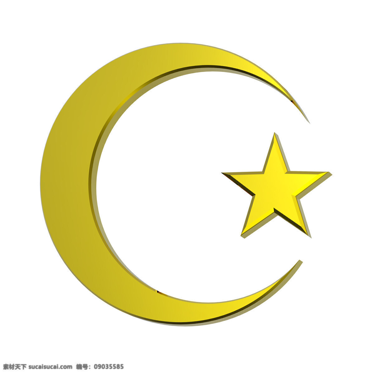 黄金 伊斯兰 宗教 标志 白色 隔离