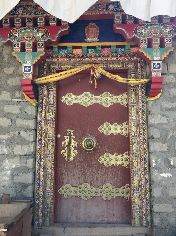 藏式门 藏式 传统 木门 藏族特色 门 图纹 图案 旅游摄影 人文景观