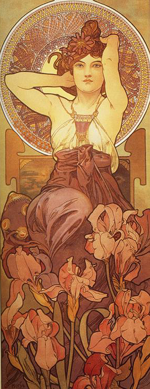 位图 插画师 alphonse mucha 免费素材 面料图库 服装图案 棕色