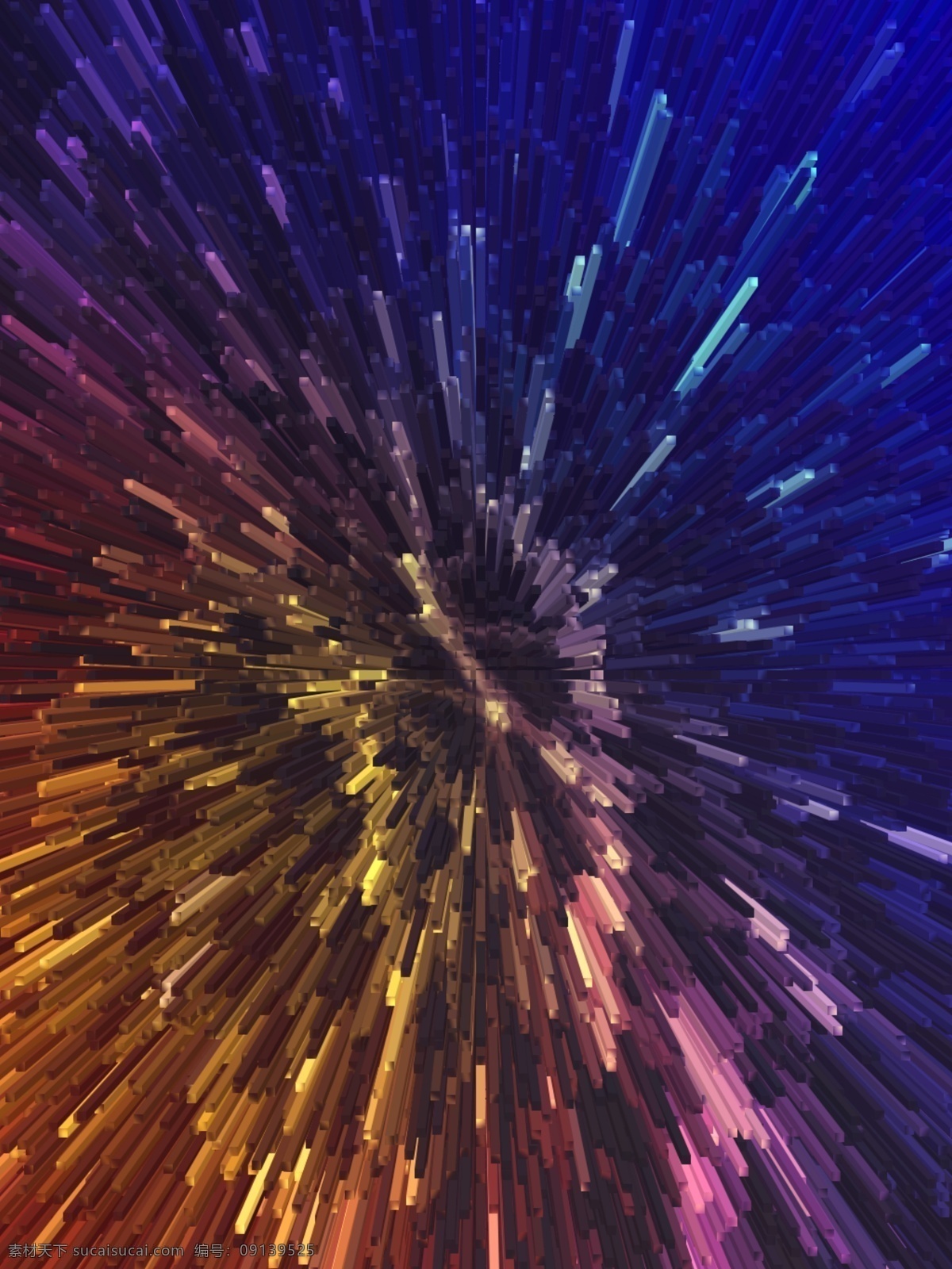 纯 原创 炫彩 柱状 放射 3d 质感 背景 空间 酷炫