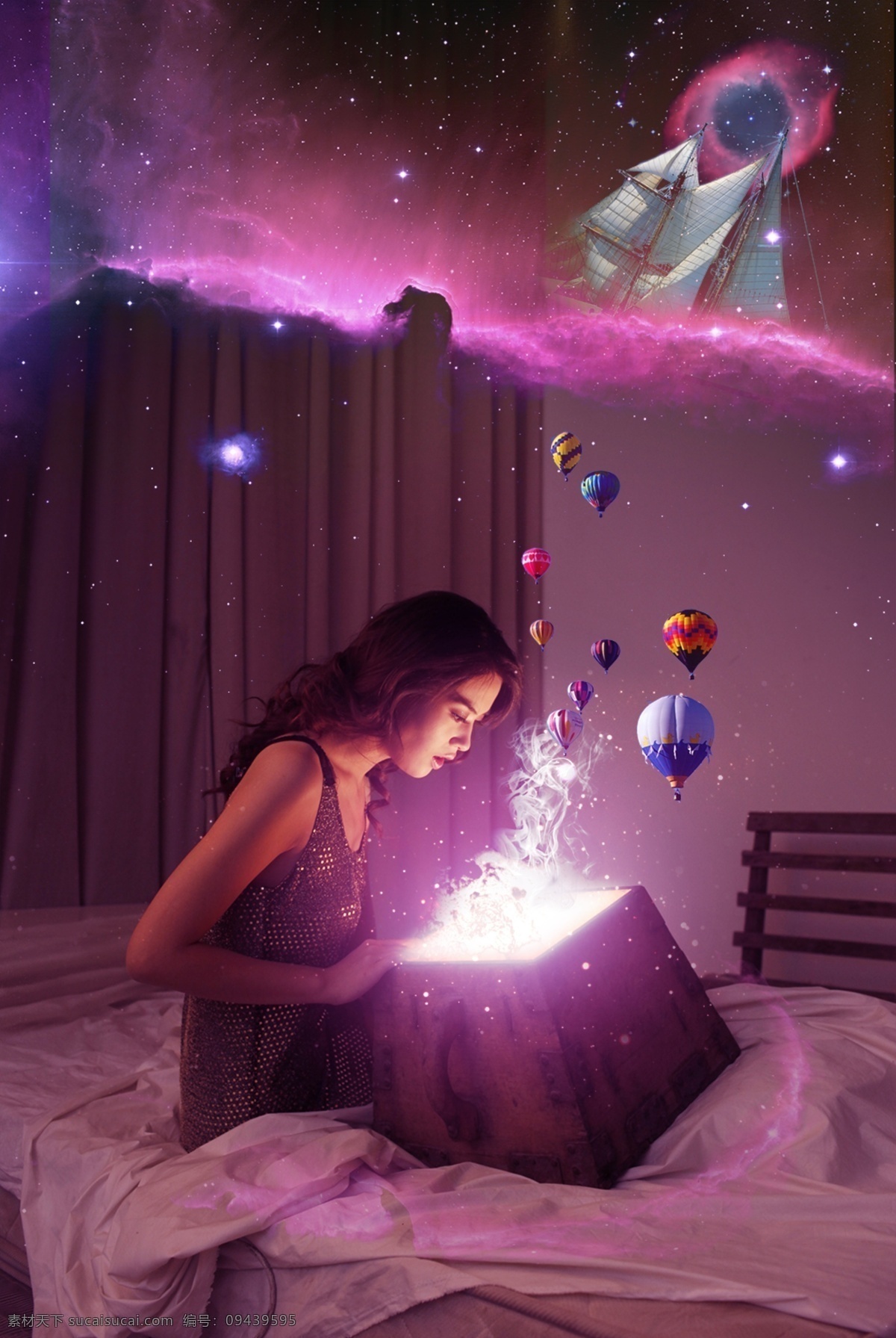 星云宝盒背景 星云 宝盒 宇宙 星空 背景 美女
