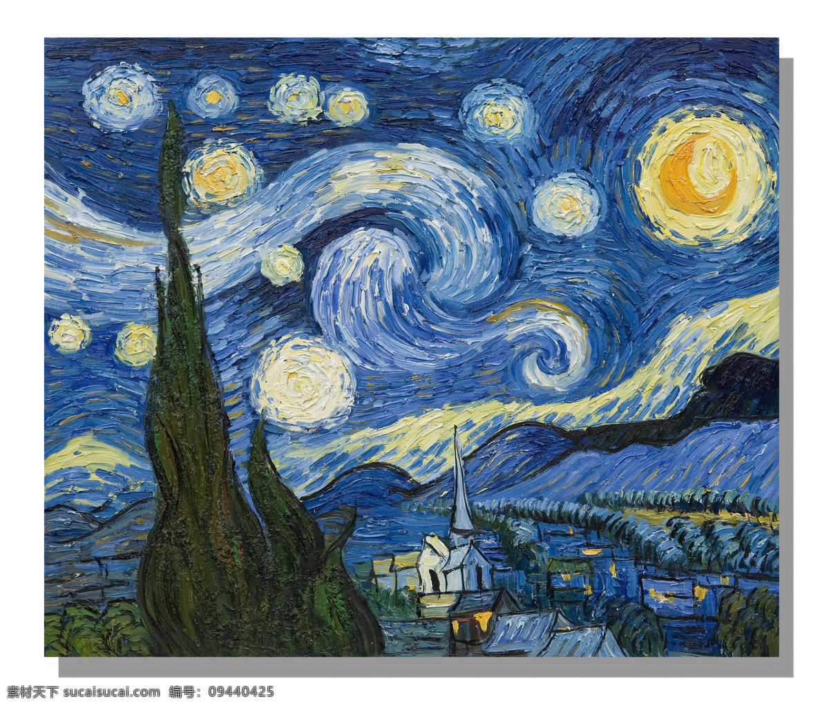 梵高 星空 油画作品 梵高星空 抽象星空 油画星空 梵高油画 共享分素材 分层