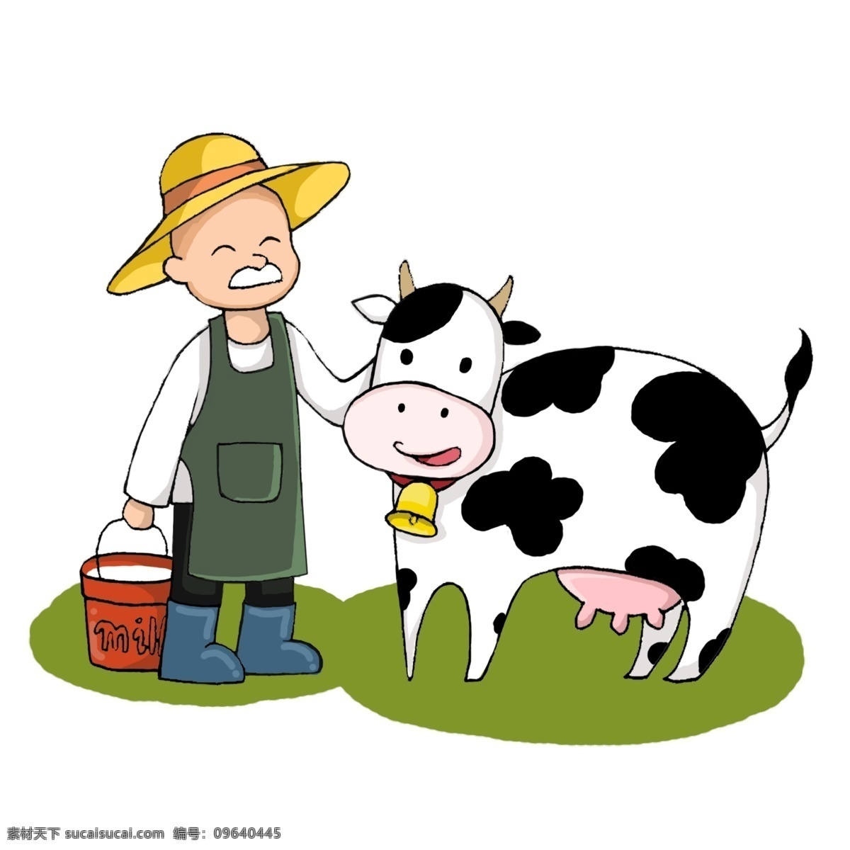 工作 场景 职业 身份 卡通 插画 牧场主 养牛人 教师 学生 老板 清洁工 保洁员 厨师 医生