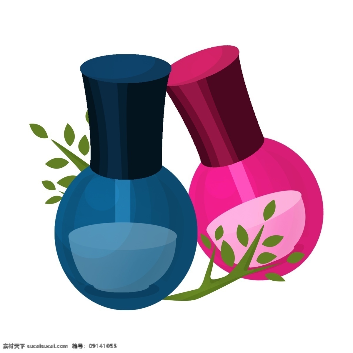 植物 美甲 指甲油 插画 女性 时尚 彩妆 化妆品 植物指甲油 漂亮的甲油 彩色指甲油 美甲指甲油
