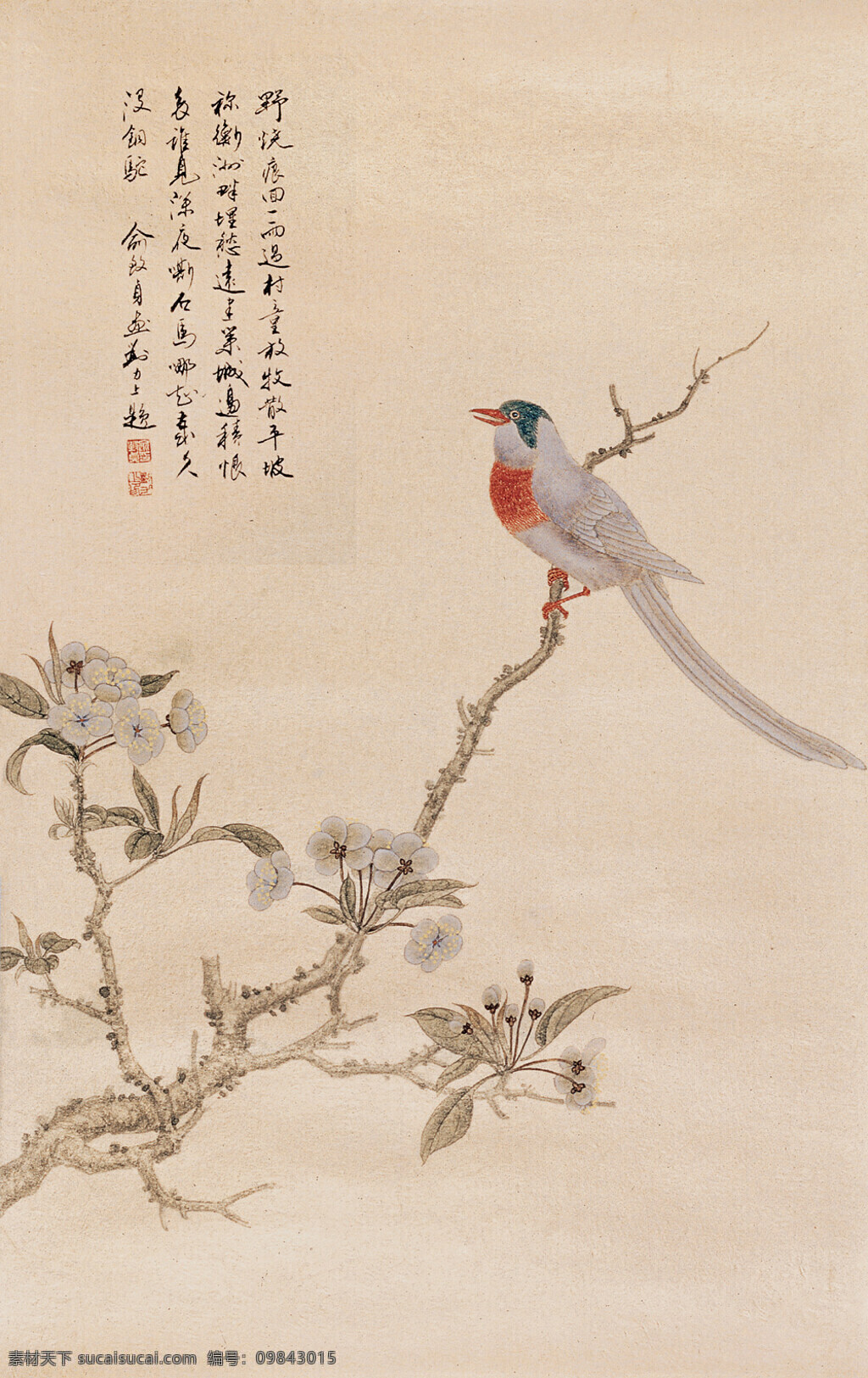 俞 致 贞 花鸟 图 国画花鸟 花鸟图 梅花 鸟 桃花 俞致贞 文化艺术