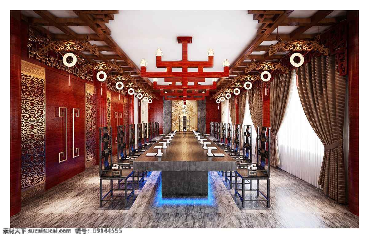 中式酒店 温泉 酒店 室内 家装 3d作品 3d设计