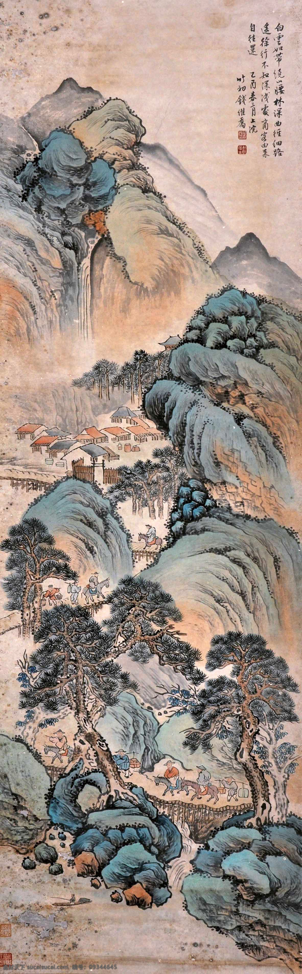 钱维乔 青绿山水 写意 水墨画 国画 中国画 传统画 名家 绘画 艺术 文化艺术 绘画书法