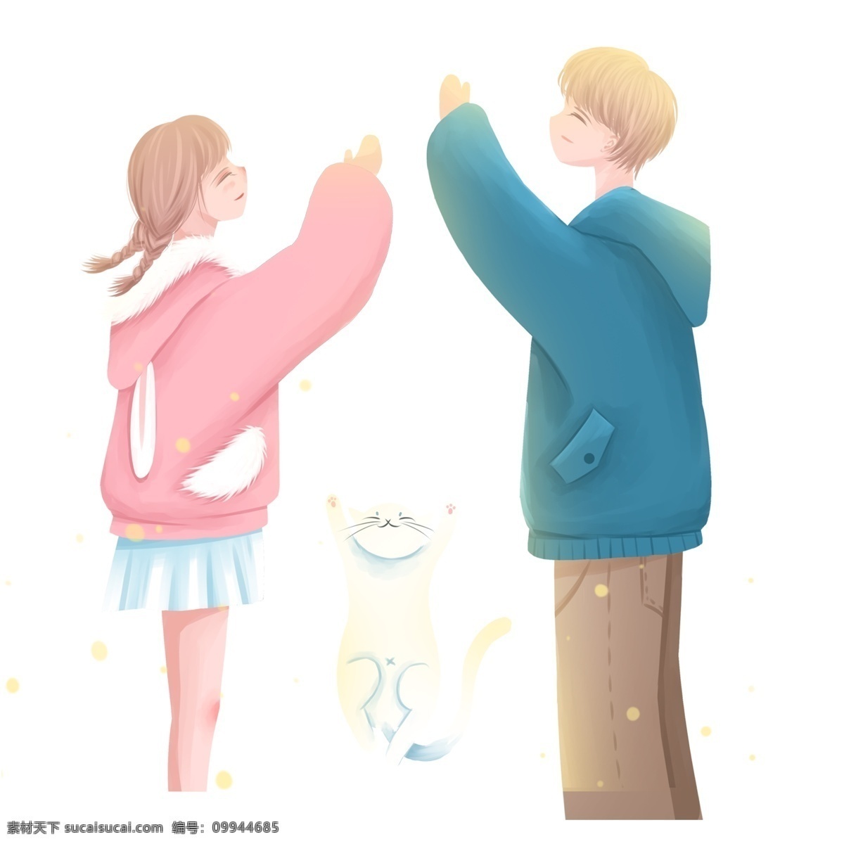 手绘 清新 唯美 情侣 元素 女孩设计元素 可爱风 免抠元素 透明元素 手绘元素