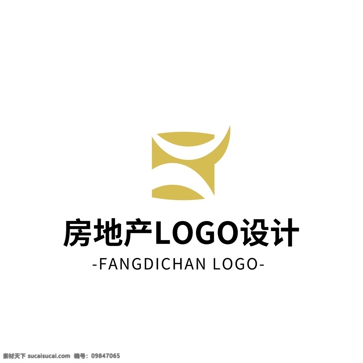 简约 创意 大气 房地产 logo 标志设计 图形 矢量 金色